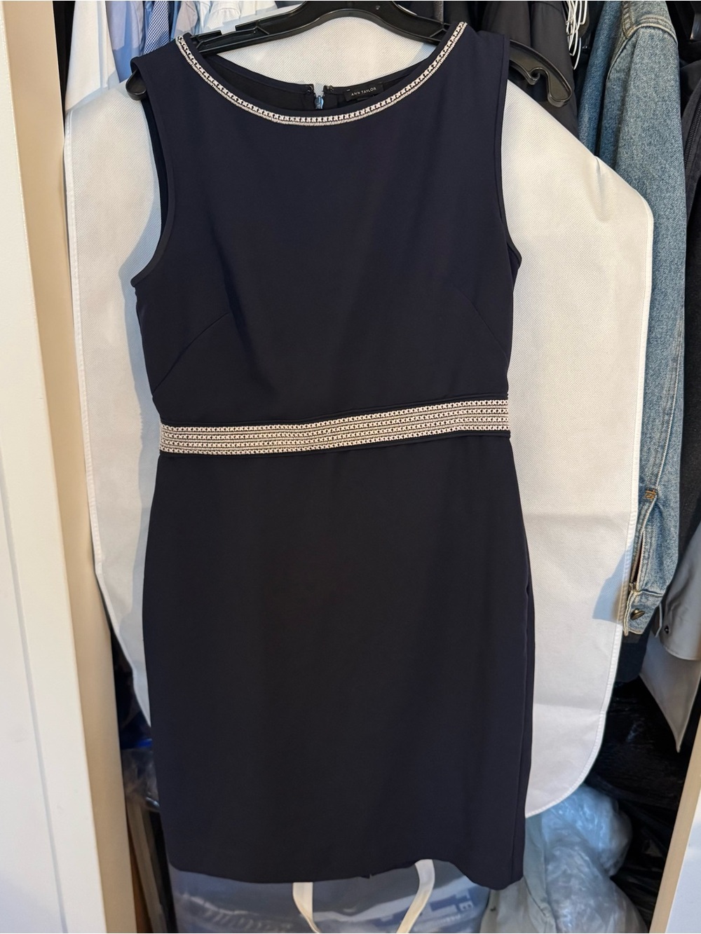 Ann Taylor Navy Sleeveless Office Dress